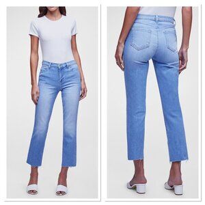L'AGENCE Sada High Rise‎ Cropped Slim Raw Hem Jeans Straight Light Wash Size 25